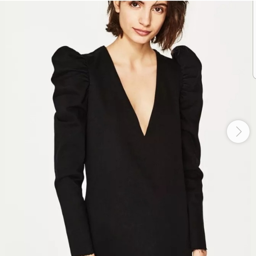 Zara Black Denim Long Sleeve Dress